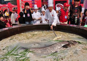 郑州鱼王熬汤 3吨高汤巨锅煮161斤鱼王 供百人品尝